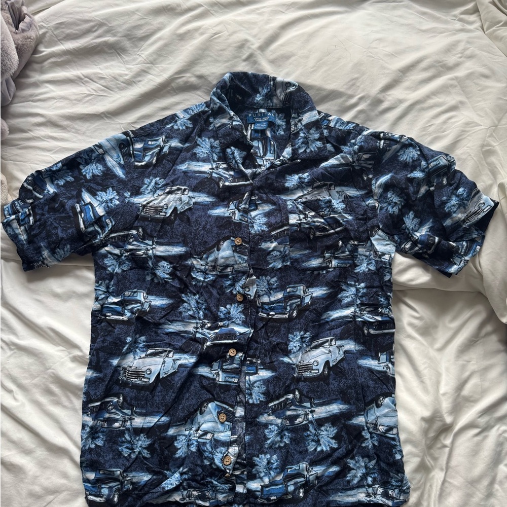 Puritan Men's Navy Car Print Shirt